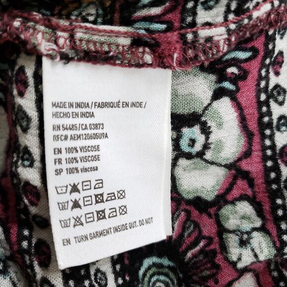 American Eagle Romper Beaded Purple Floral Viscose Cut Out Back Medium - Picture 9 of 9